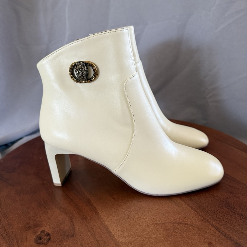 Kurt Geiger London Chelsea Square Toe Burnished Leather  Bone Women EU 38.5/US 8